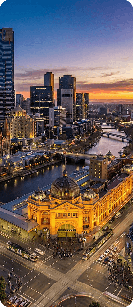 Melbourne CBD skyline at dusk